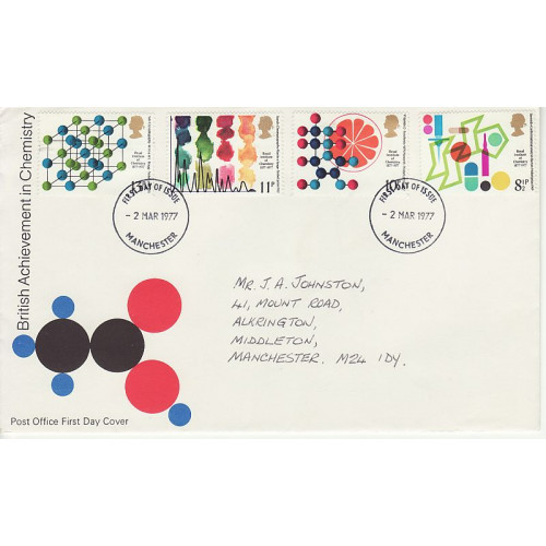 1977-03-02 Chemistry Stamps Manchester FDC (01017)