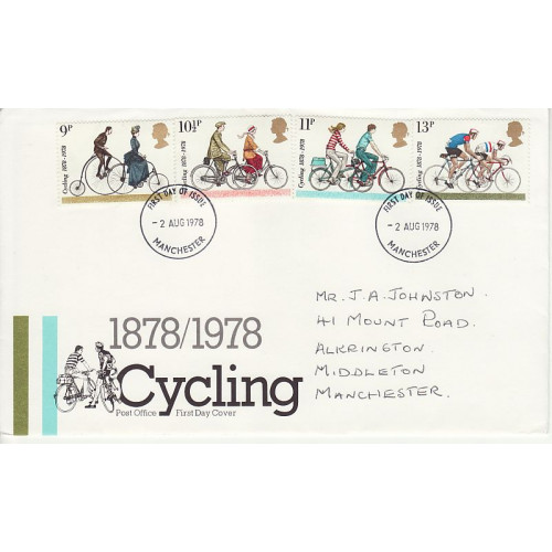 1978-08-02 Cycling Stamps Manchester FDC (01020) 1978-08-02 Cycling Stamps Manchester FDC (01020)