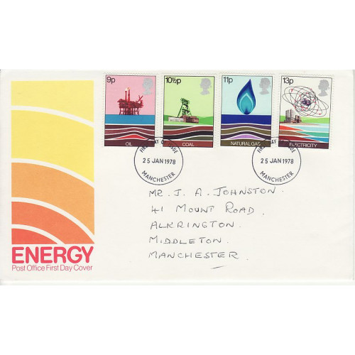 1978-01-25 Energy Stamps Manchester FDC (01021) 1978-01-25 Energy Stamps Manchester FDC (01021)