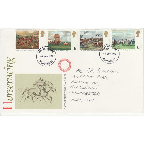 1979-06-06 Horseracing Stamps Manchester FDC (01025) 1979-06-06 Horseracing Stamps Manchester FDC (01025)