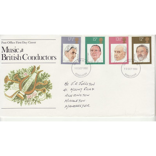 1980-09-10 British Conductors Stamps Edinburgh FDC (01033)