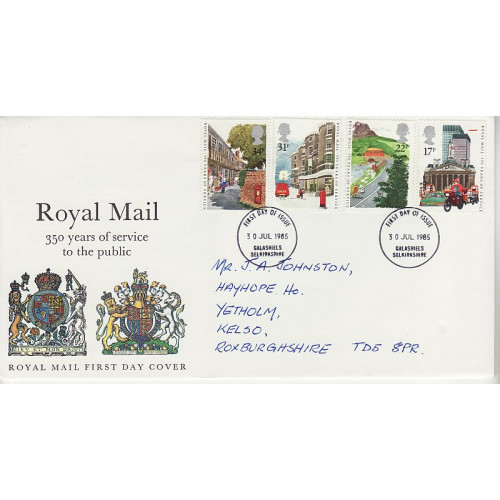 1985-07-30 Royal Mail 350th Galashiels FDC (01065)