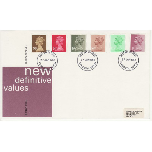 1982-01-27 Definitive Stamps Plymouth FDC (01125)