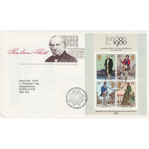 1979-10-24 Rowland Hill M/Sheet London EC FDC (01185)