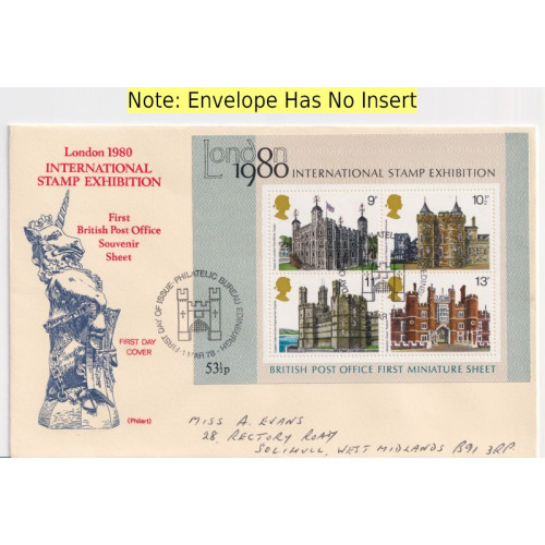 1978-03-01 Historic Buildings Stamps M/S Bureau FDC (91825)