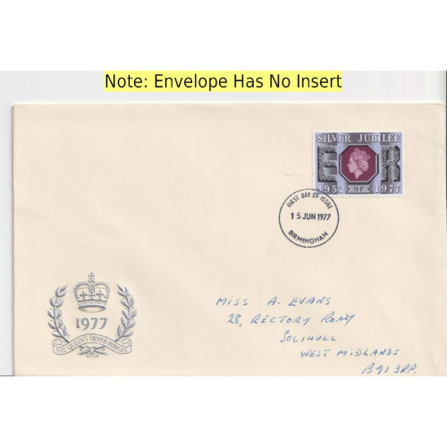 1977-06-15 Silver Jubilee 9p Birmingham FDC (91826)