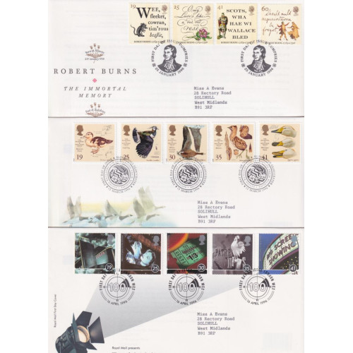 1996 x 9 First Day Covers with Special Pmks (91893)