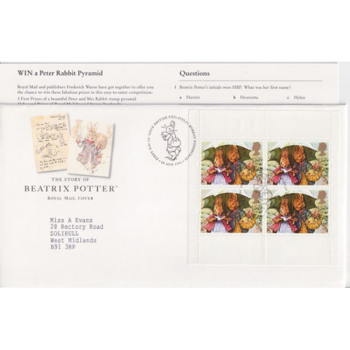 1993-08-10 Beatrix Potter Bklt Pane Bureau FDC (91938)