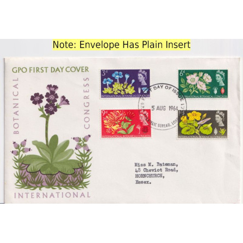 1964-08-05 Botanical Congress Stamps Bureau EC1 FDC (91962)