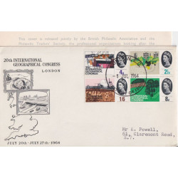 1964-07-01 Geographical Congress Stamps London EC FDC (91965)