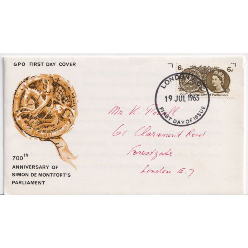 1965-07-19 Parliament Stamp 6d London FDC (91979)