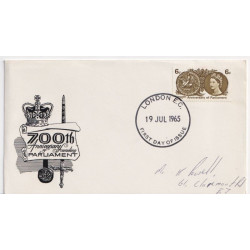 1965-07-19 Parliament Stamp 6d London FDC (91980)