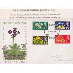 1964-08-05 Botanical Congress Stamps London EC FDC (91990)