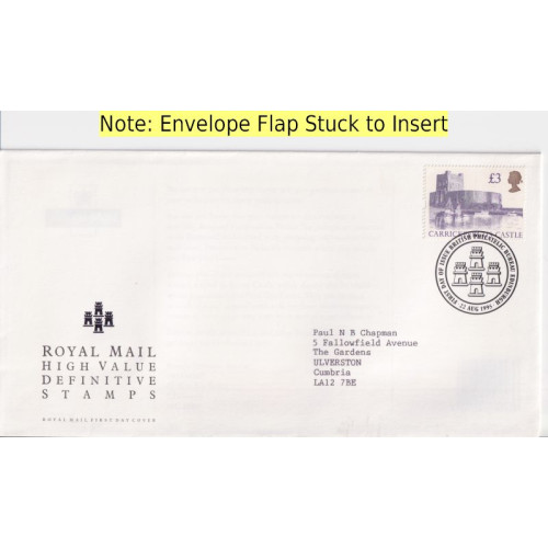 1995-08-22 £3 Castle Definitive Stamp Bureau FDC (92081)
