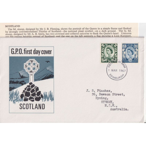 1967-03-01 Scotland Definitive Stamps Edinburgh FDC (92085) 1967-03-01 Scotland Definitive Stamps Edinburgh FDC (92085)