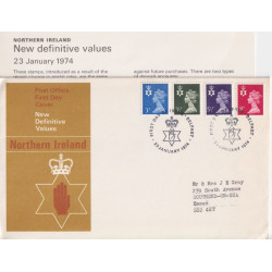 1974-01-23 NI Regional Definitive Stamps Belfast FDC (92089)