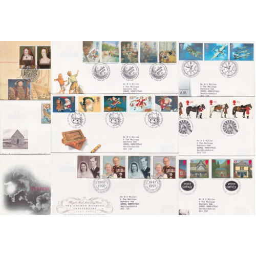 1997 x 9 First Day Covers with Bureau Pmks (92127)