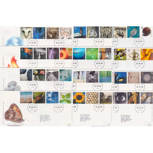 2000 First Day Covers x 12 Bureau Pmk FDC (92136)