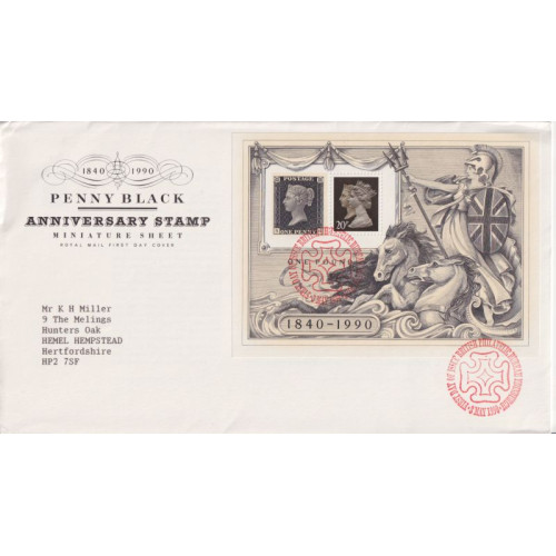 1990-05-03 Penny Black Anniversary M/S Bureau FDC (92161)