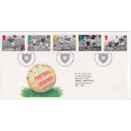 1996-05-14 Football Legends Stamps Bureau FDC (92188)