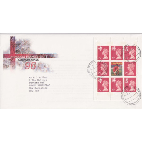 1996-05-14 Football Booklet Stamps Manchester FDC (92209)