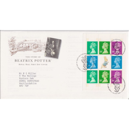 1993-08-10 Beatrix Potter Bklt Pane Bureau FDC (92215) 1993-08-10 Beatrix Potter Bklt Pane Bureau FDC (92215)