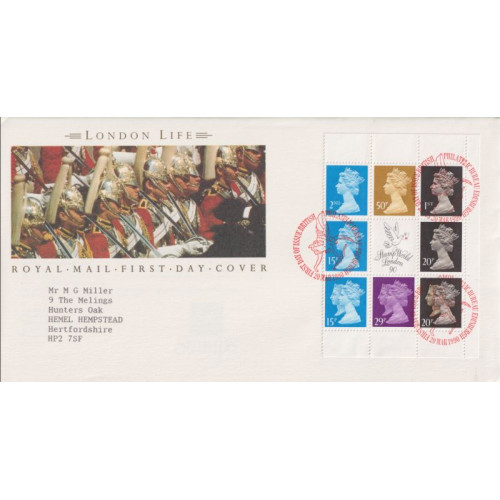 1990-03-20 London Life Bklt Pane Stamps Bureau FDC (92217)