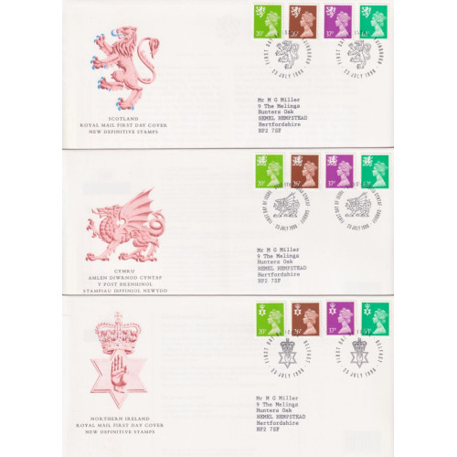 1996-07-23 Regional Definitive Stamps x3 SHS FDC (92271) 1996-07-23 Regional Definitive Stamps x3 SHS FDC (92271)