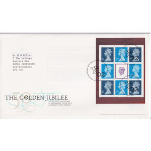 2002-02-06 Golden Jubilee Booklet Stamps T/House FDC (92289)