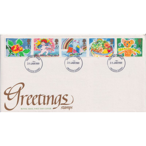 1989-01-31 Greetings Stamps Croydon FDC (91654) 1989-01-31 Greetings Stamps Croydon FDC (91654)