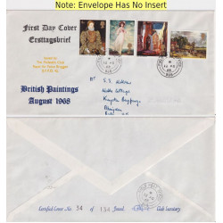 1968-08-12 British Paintings RAF Bruggen FPO cds FDC (91662)