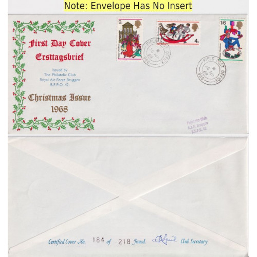 1968-11-25 Christmas Stamps RAF Bruggen FPO cds FDC (91663)
