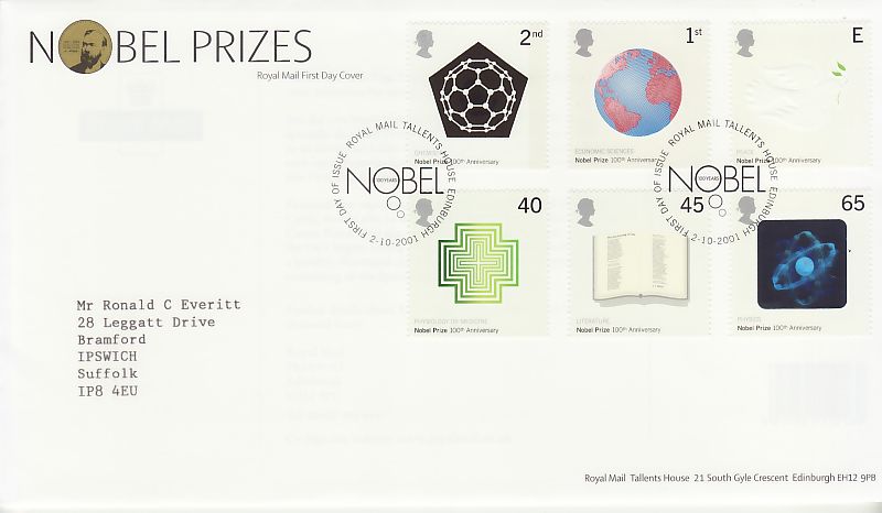 Nobel Prizes First Day Cover